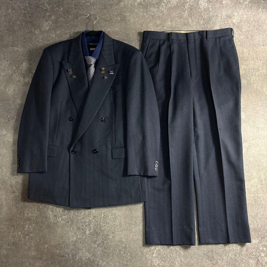 [VINTAGE] Setup double suit classic blue finest wool