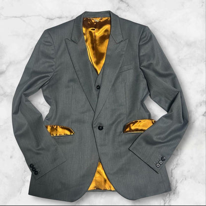 [New and unused] JUN Setup Suit Glossy Lining Gold Gray