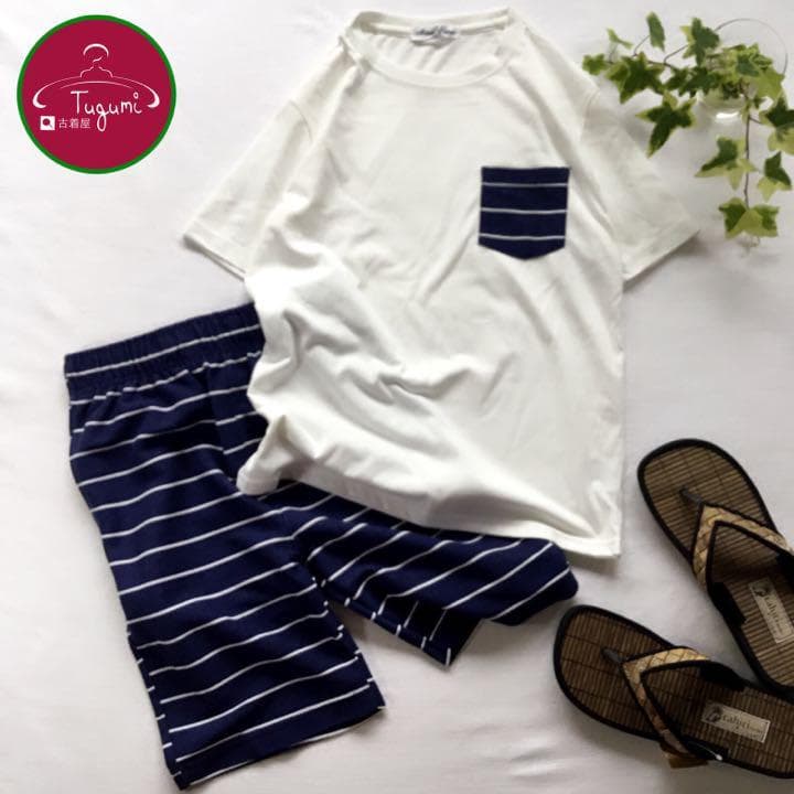 Setup T-shirt Shorts Border Marine Pajamas White Navy