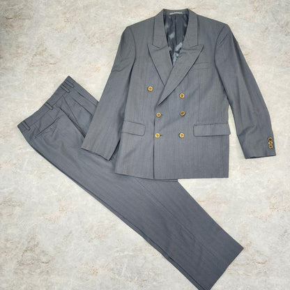 Alba Burden Double Suit Gold Button Strong Shoulder Pad Equivalent to Men's LL Gray