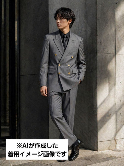 Alba Burden Double Suit Gold Button Strong Shoulder Pad Equivalent to Men's LL Gray