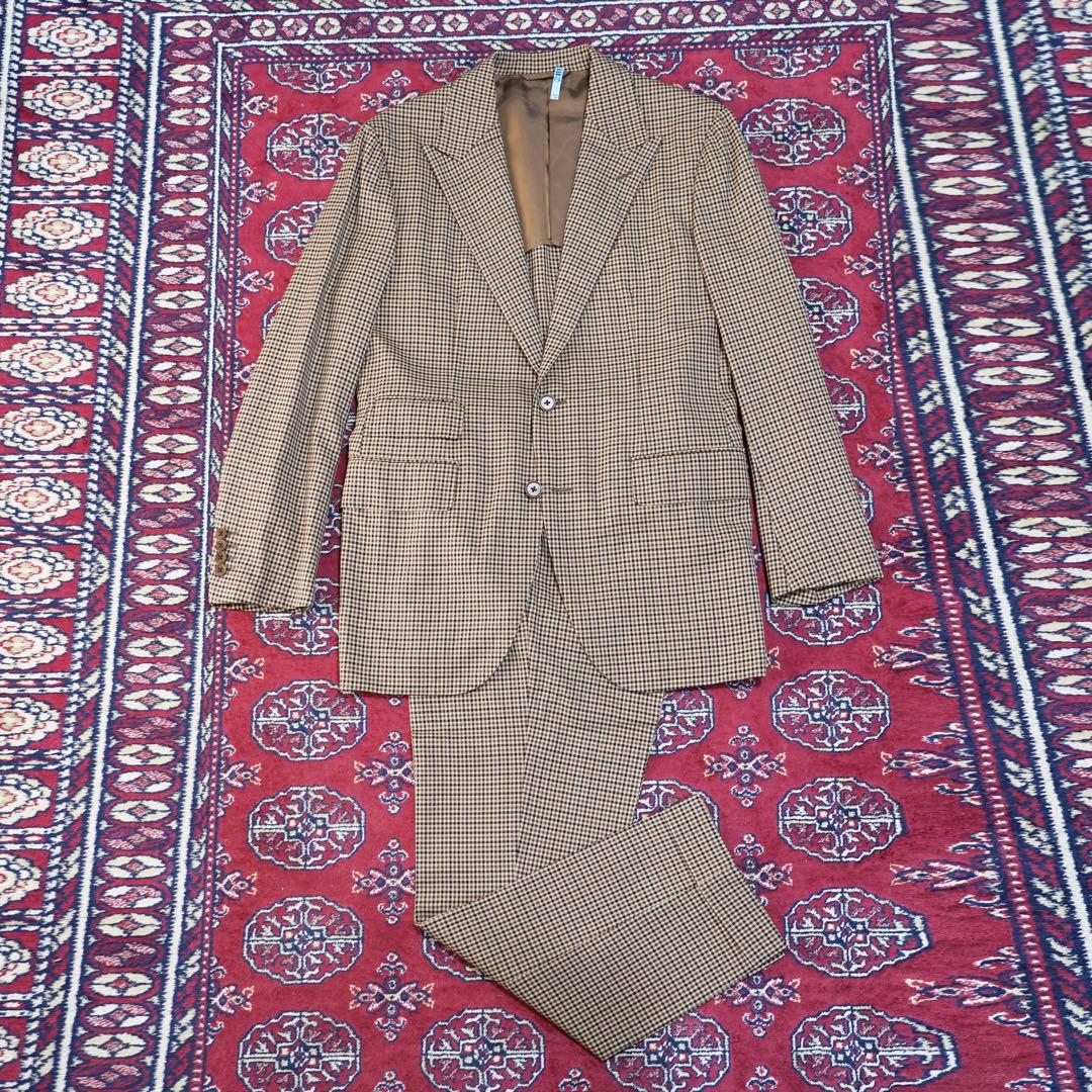 Beautiful item! Kamoshita United Arrows Check Suit Made in Japan 46 Setup