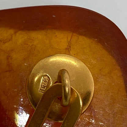 110303 Antique Amber 18K Reaction Gold Former Soviet Union 1980s Cufflinks