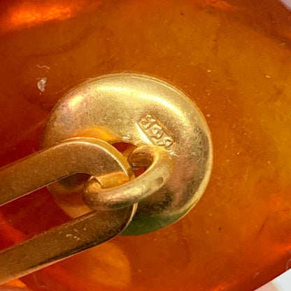 110303 Antique Amber 18K Reaction Gold Former Soviet Union 1980s Cufflinks