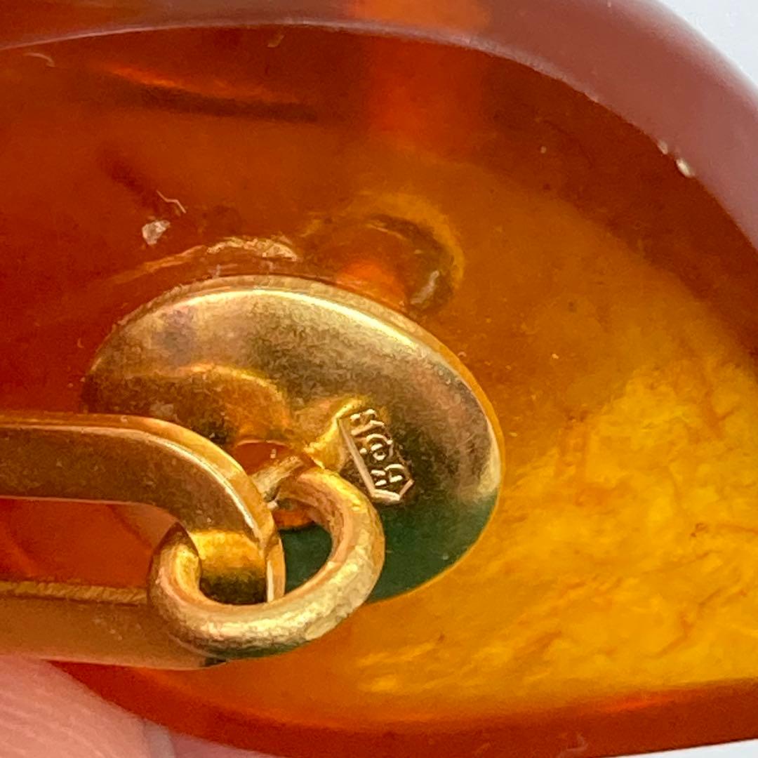 110303 Antique Amber 18K Reaction Gold Former Soviet Union 1980s Cufflinks
