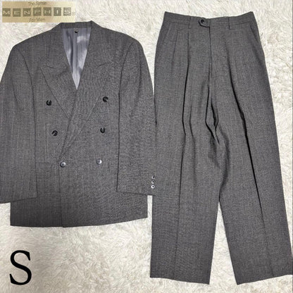 [vintage] Casual suit double setup striped gray S