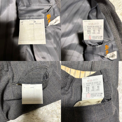 [vintage] Casual suit double setup striped gray S