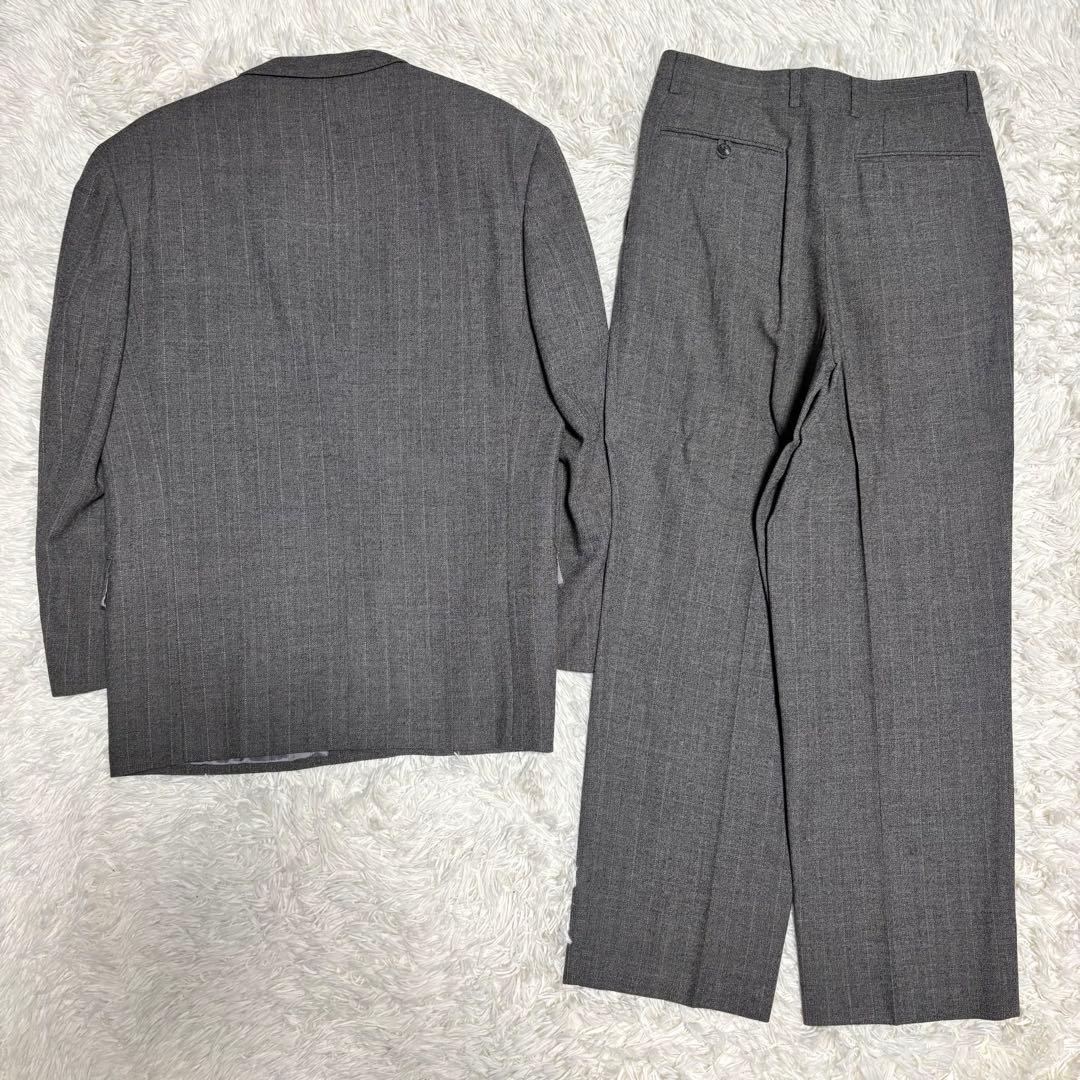 [vintage] Casual suit double setup striped gray S