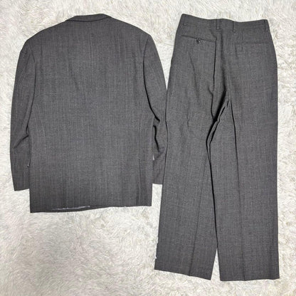 [vintage] Casual suit double setup striped gray S