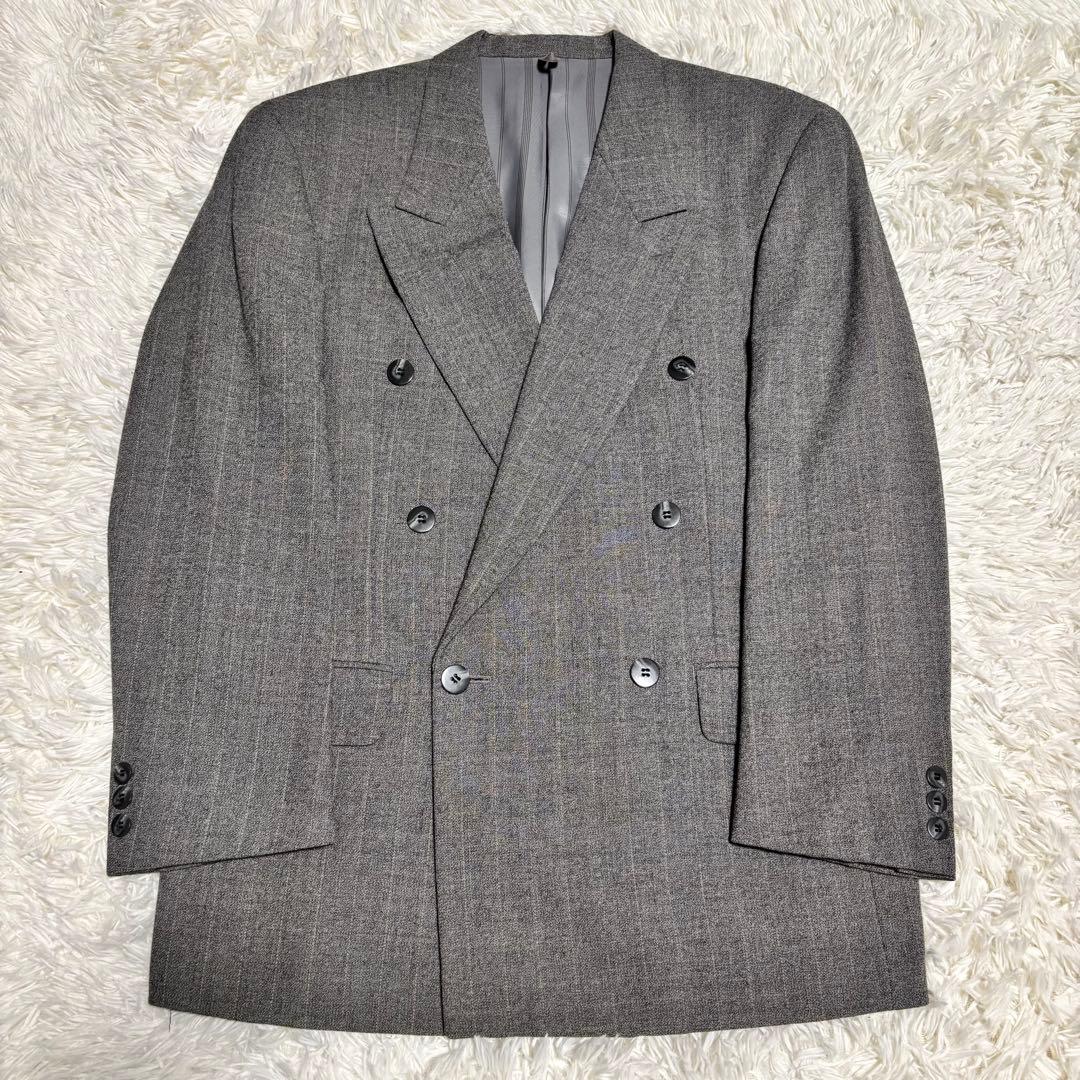 [vintage] Casual suit double setup striped gray S
