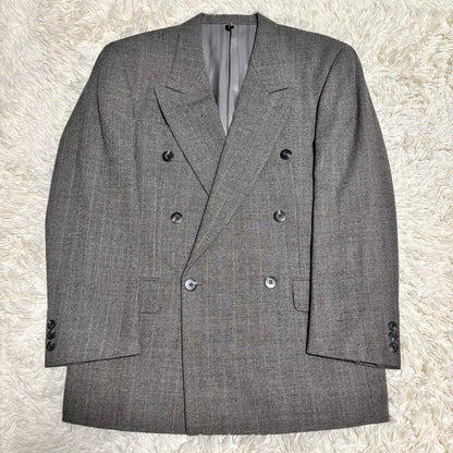 [vintage] Casual suit double setup striped gray S