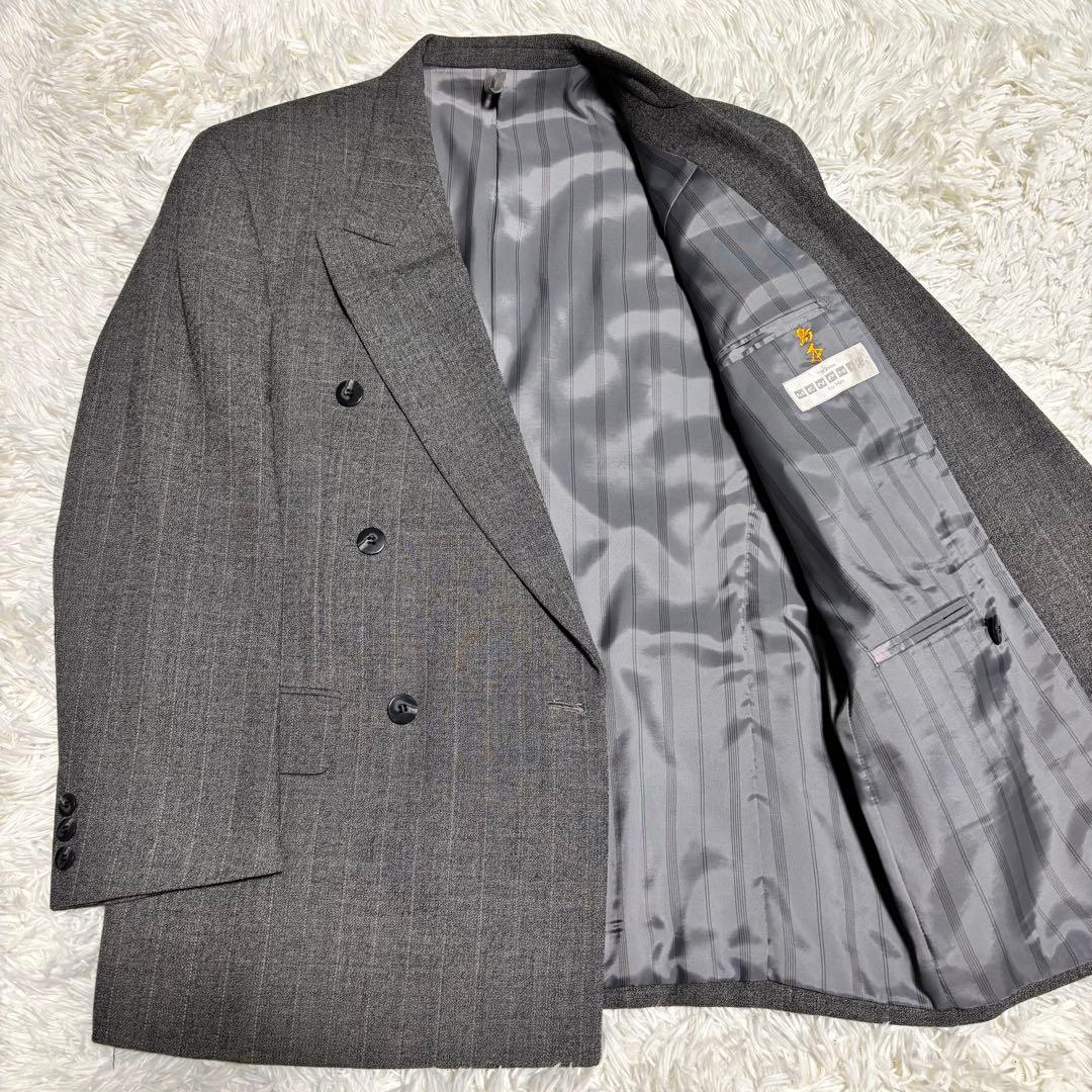 [vintage] Casual suit double setup striped gray S