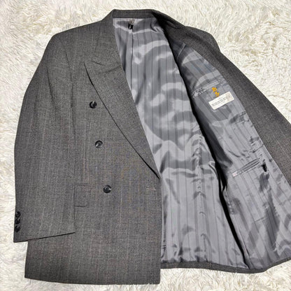 [vintage] Casual suit double setup striped gray S