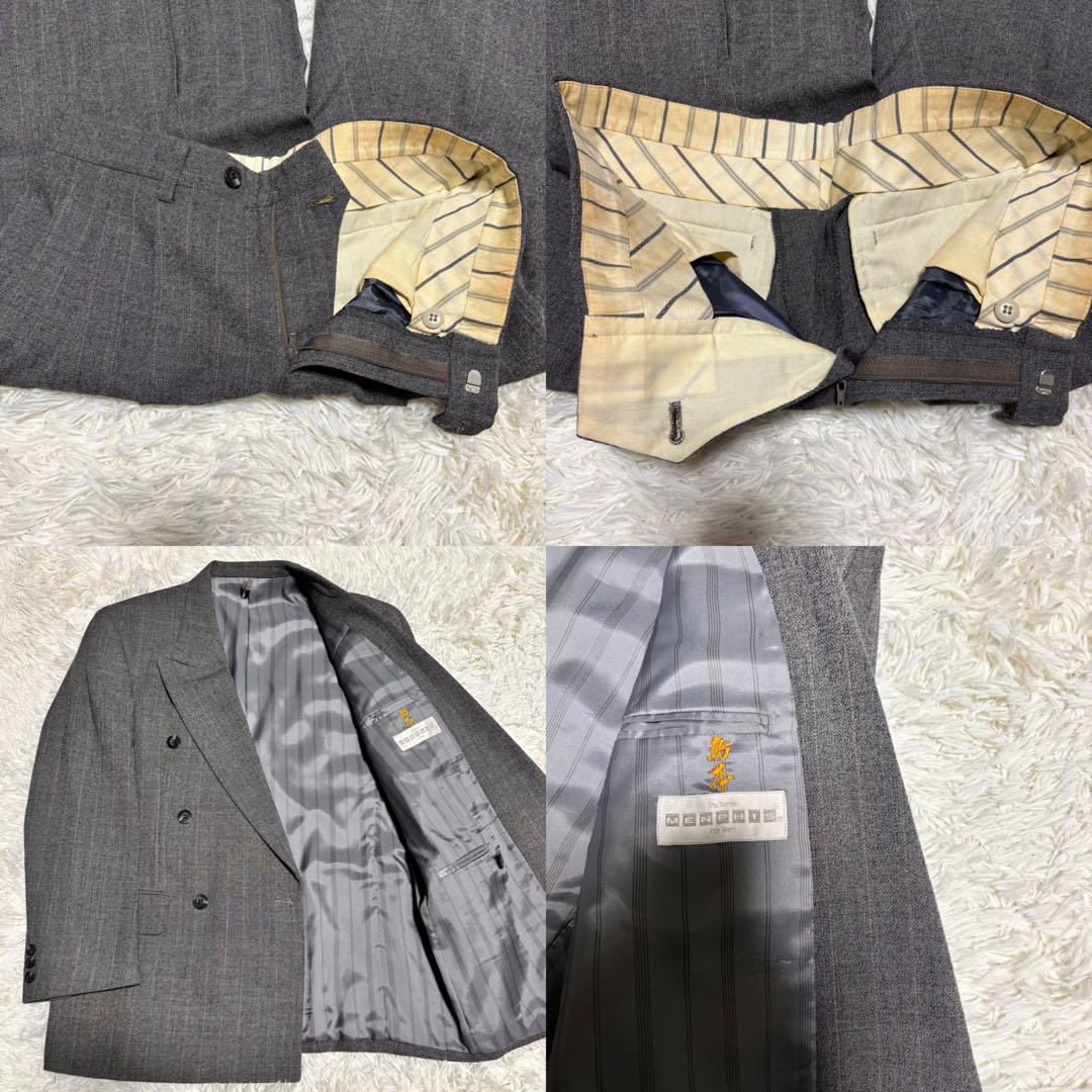 [vintage] Casual suit double setup striped gray S