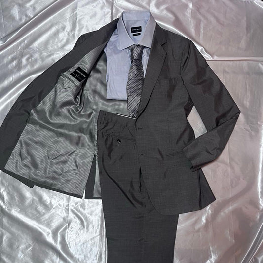 Giorgio Armani SOHO 100% silk suit top and bottom gray 52 XL equivalent