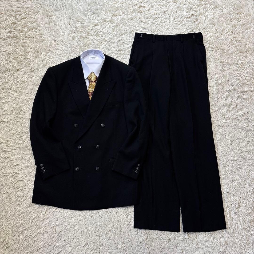Super beautiful item 00s Black double suit 6 buttons adjuster A6