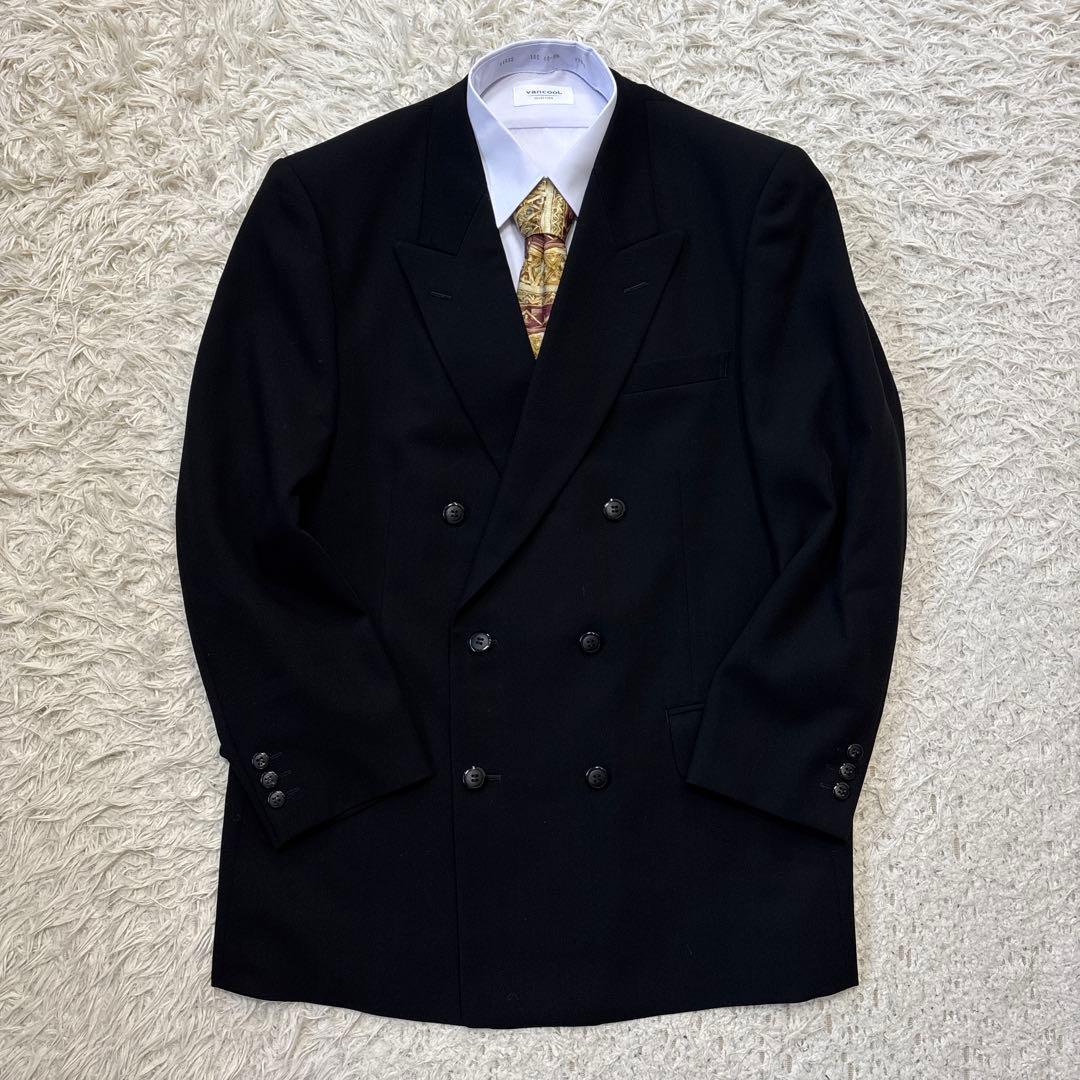 Super beautiful item 00s Black double suit 6 buttons adjuster A6