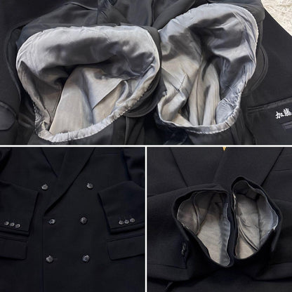 Super beautiful item 00s Black double suit 6 buttons adjuster A6