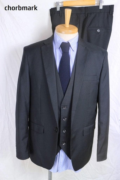 Like new CHORBMARK 3 piece one button black soft formal suit L black
