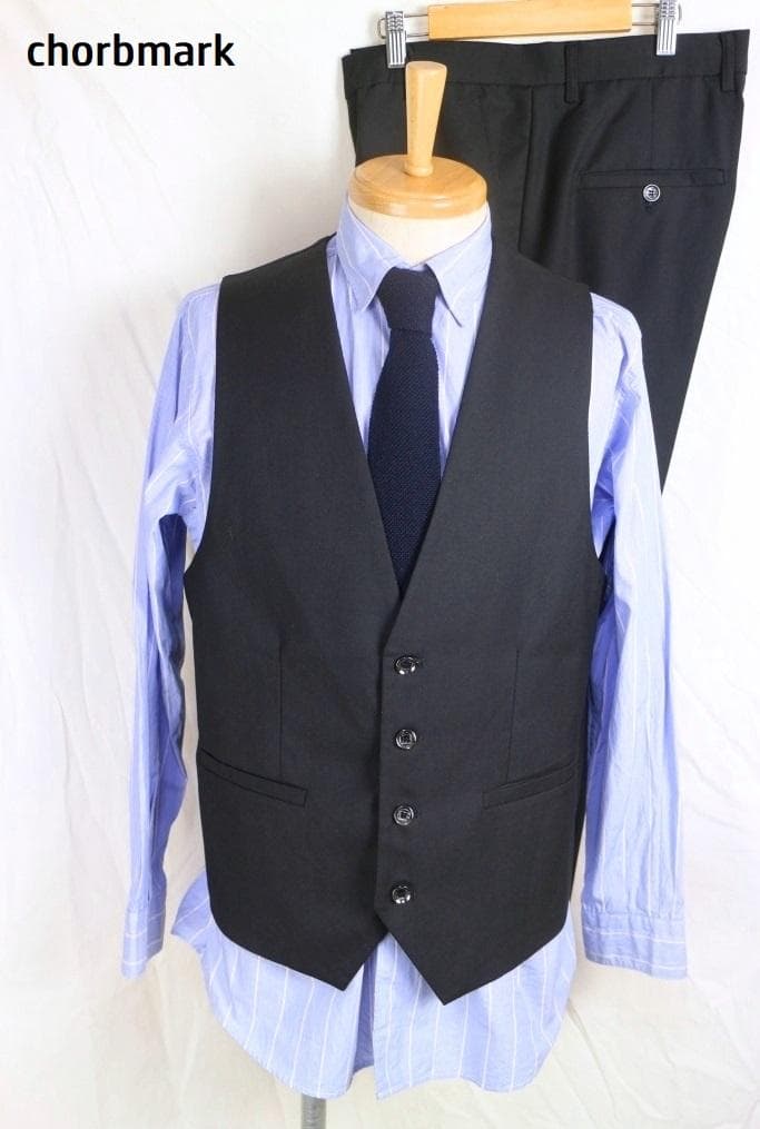 Like new CHORBMARK 3 piece one button black soft formal suit L black
