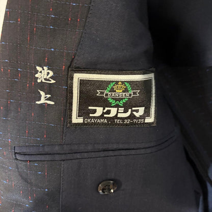 British Fabric Stanvick Setup Unlined Check Navy L Equivalent for Spring, Summer, and Autumn