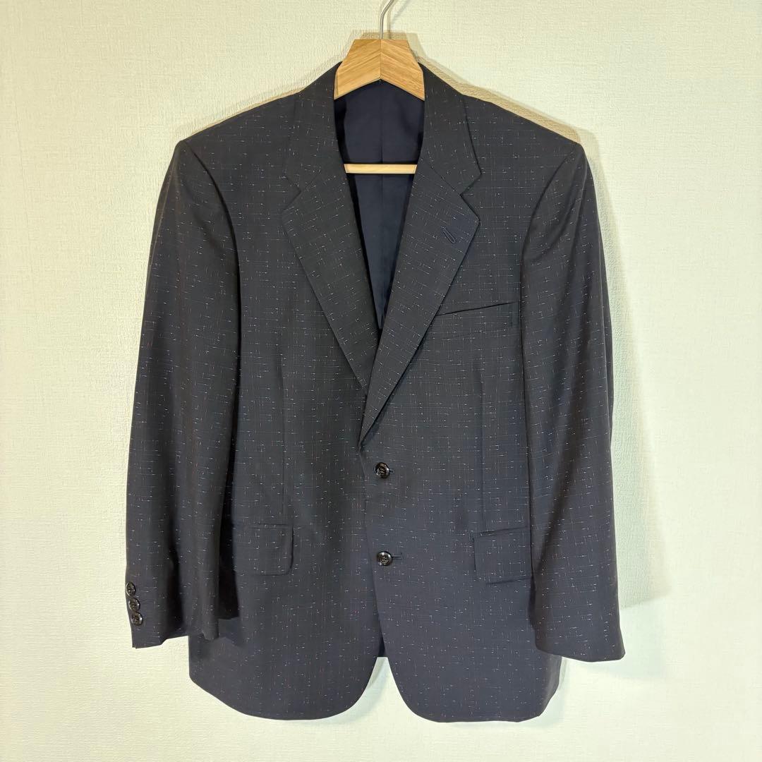 British Fabric Stanvick Setup Unlined Check Navy L Equivalent for Spring, Summer, and Autumn
