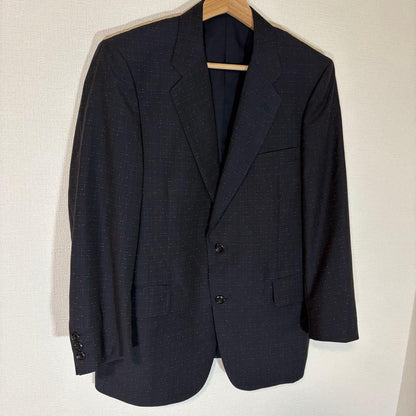 British Fabric Stanvick Setup Unlined Check Navy L Equivalent for Spring, Summer, and Autumn