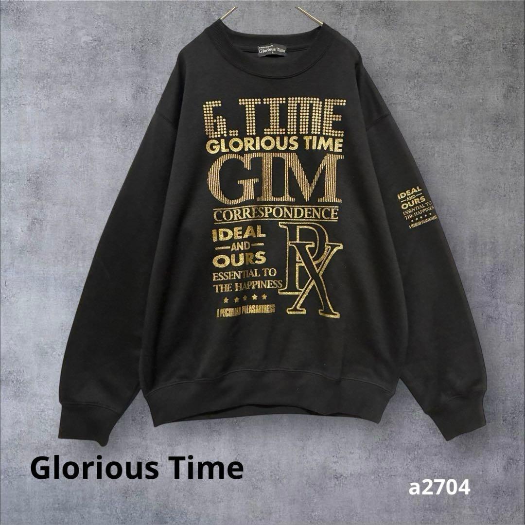 [Glorious Time] Long Sleeve Sweatshirt Logo Casual Black L
