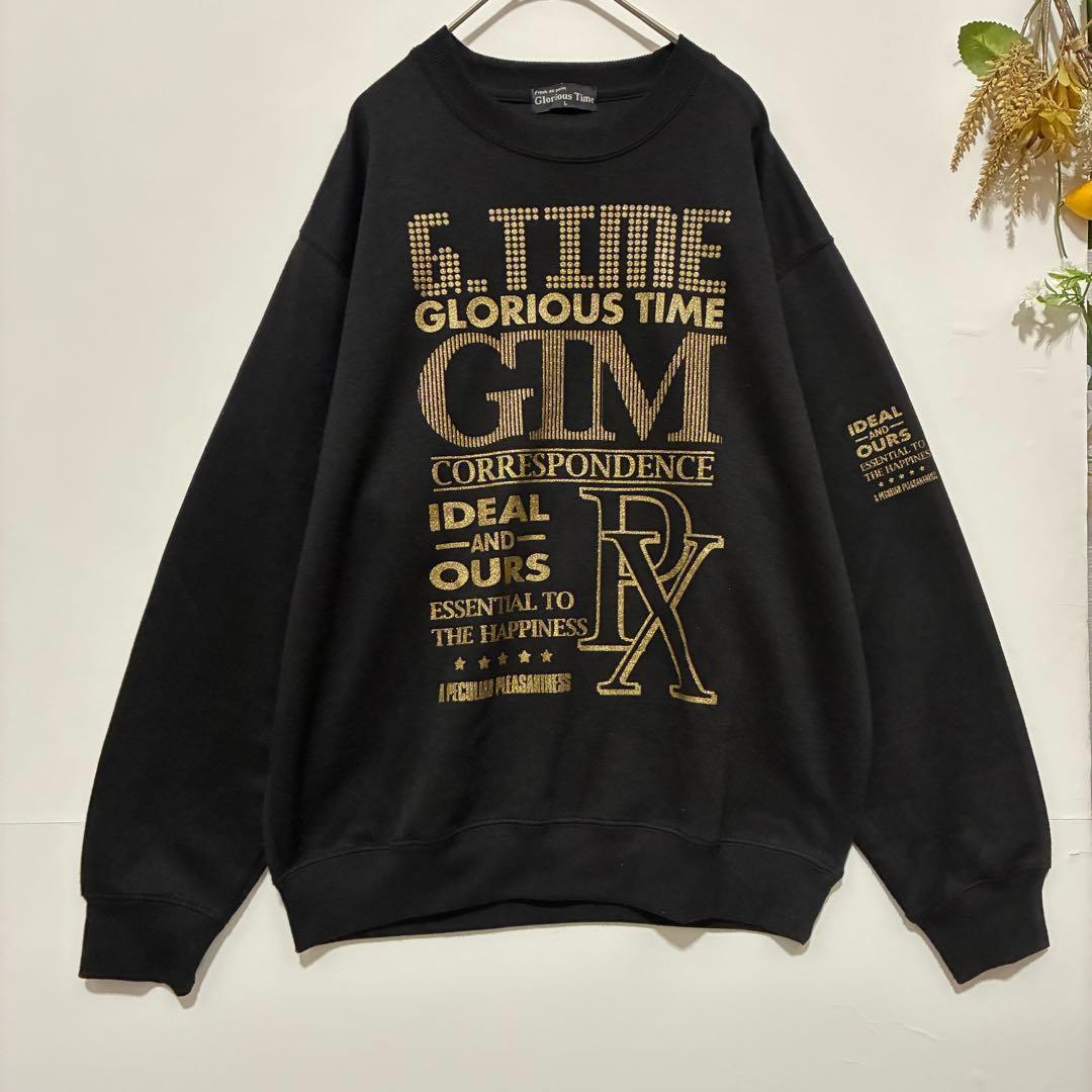 [Glorious Time] Long Sleeve Sweatshirt Logo Casual Black L