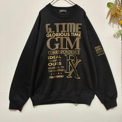 [Glorious Time] Long Sleeve Sweatshirt Logo Casual Black L