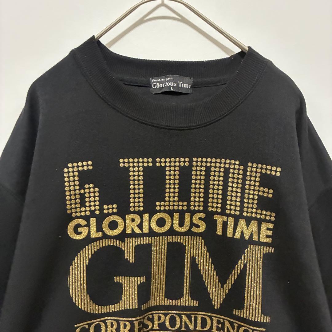 [Glorious Time] Long Sleeve Sweatshirt Logo Casual Black L