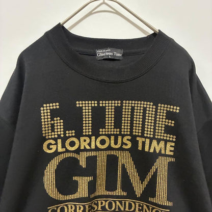 [Glorious Time] Long Sleeve Sweatshirt Logo Casual Black L