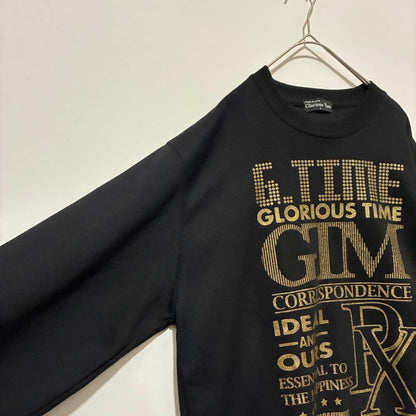 [Glorious Time] Long Sleeve Sweatshirt Logo Casual Black L