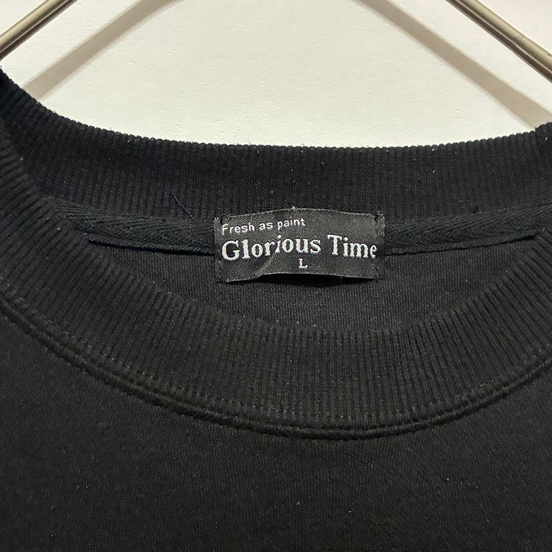 [Glorious Time] Long Sleeve Sweatshirt Logo Casual Black L