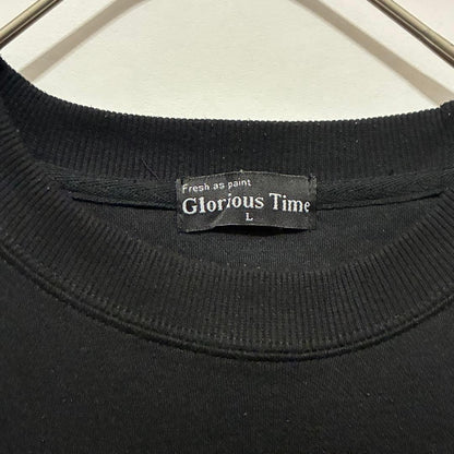 [Glorious Time] Long Sleeve Sweatshirt Logo Casual Black L
