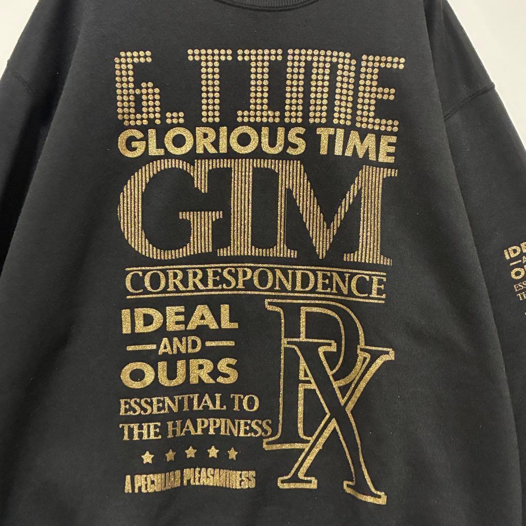 [Glorious Time] Long Sleeve Sweatshirt Logo Casual Black L