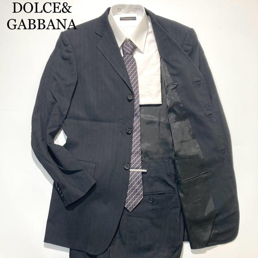 [Good Condition] DOLCE&GABBANA Suit Setup Black Stripe