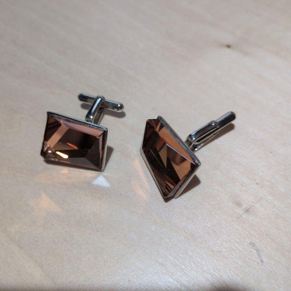 [Showa Retro] Cufflinks PAT. Engraved Amber Color Square Cut