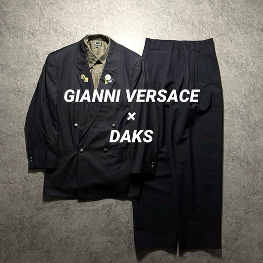 GIANNI VERSACE double suit setup silver buttons silk blend black