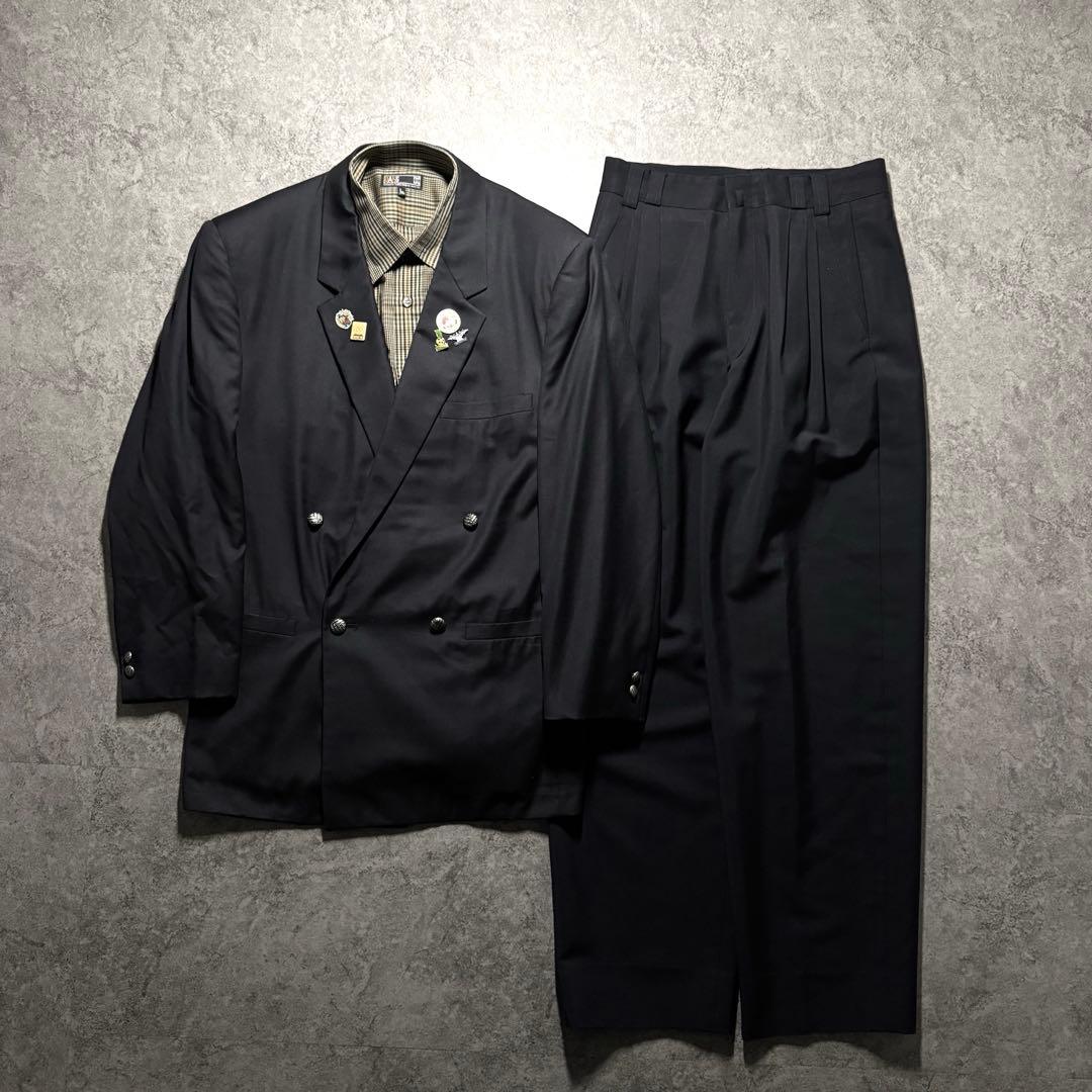 GIANNI VERSACE double suit setup silver buttons silk blend black