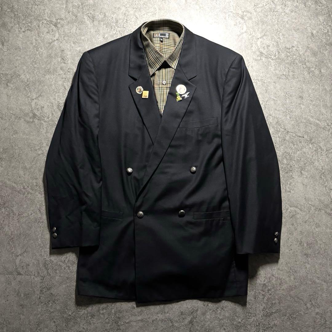 GIANNI VERSACE double suit setup silver buttons silk blend black
