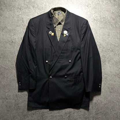 GIANNI VERSACE double suit setup silver buttons silk blend black