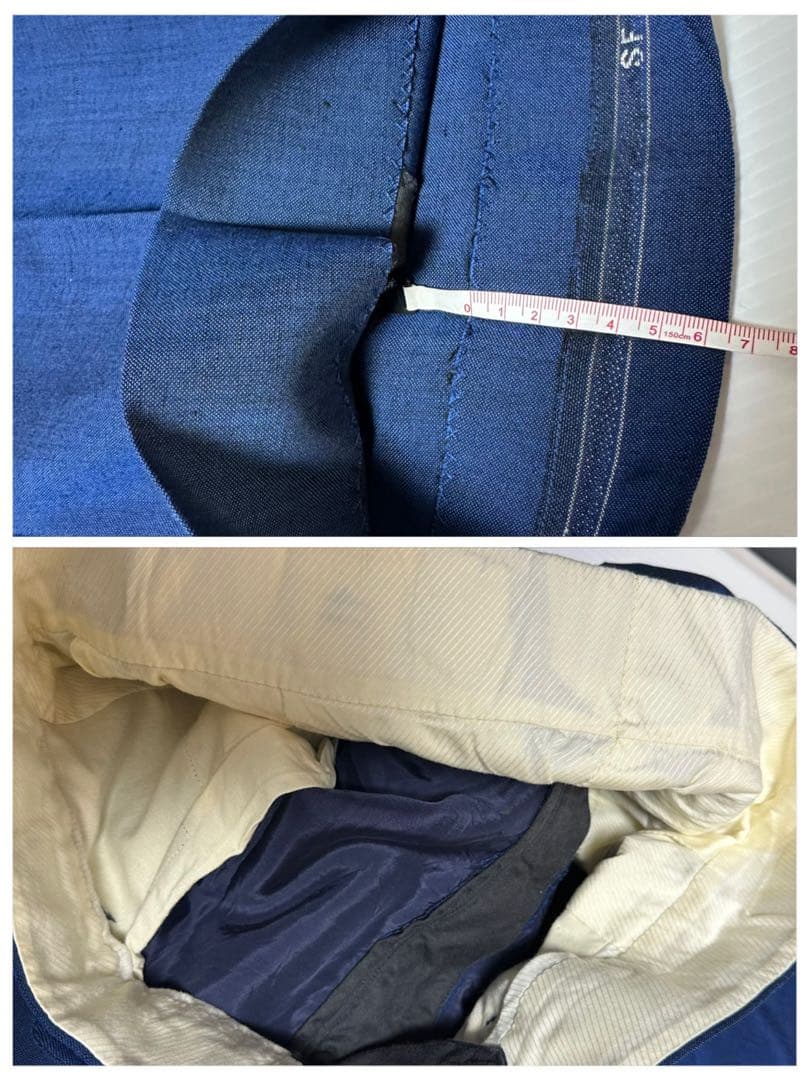 [VINTAGE☆Suit☆Setup] British luxury fabric☆Blue☆Rare unlined M