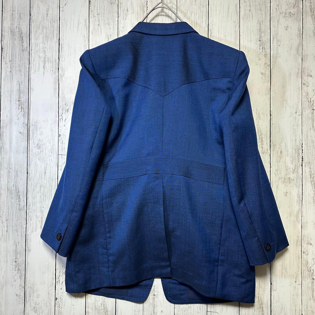 [VINTAGE☆Suit☆Setup] British luxury fabric☆Blue☆Rare unlined M