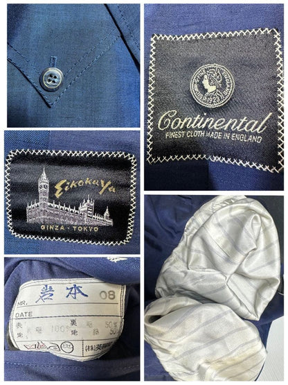 [VINTAGE☆Suit☆Setup] British luxury fabric☆Blue☆Rare unlined M