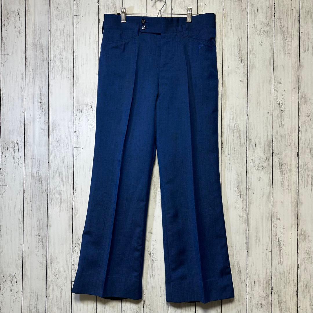 [VINTAGE☆Suit☆Setup] British luxury fabric☆Blue☆Rare unlined M