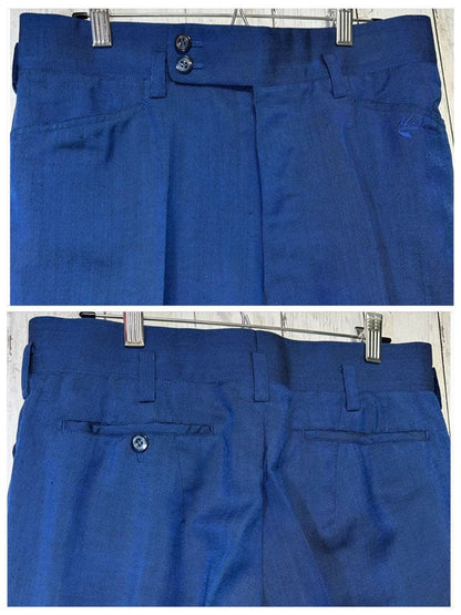 [VINTAGE☆Suit☆Setup] British luxury fabric☆Blue☆Rare unlined M