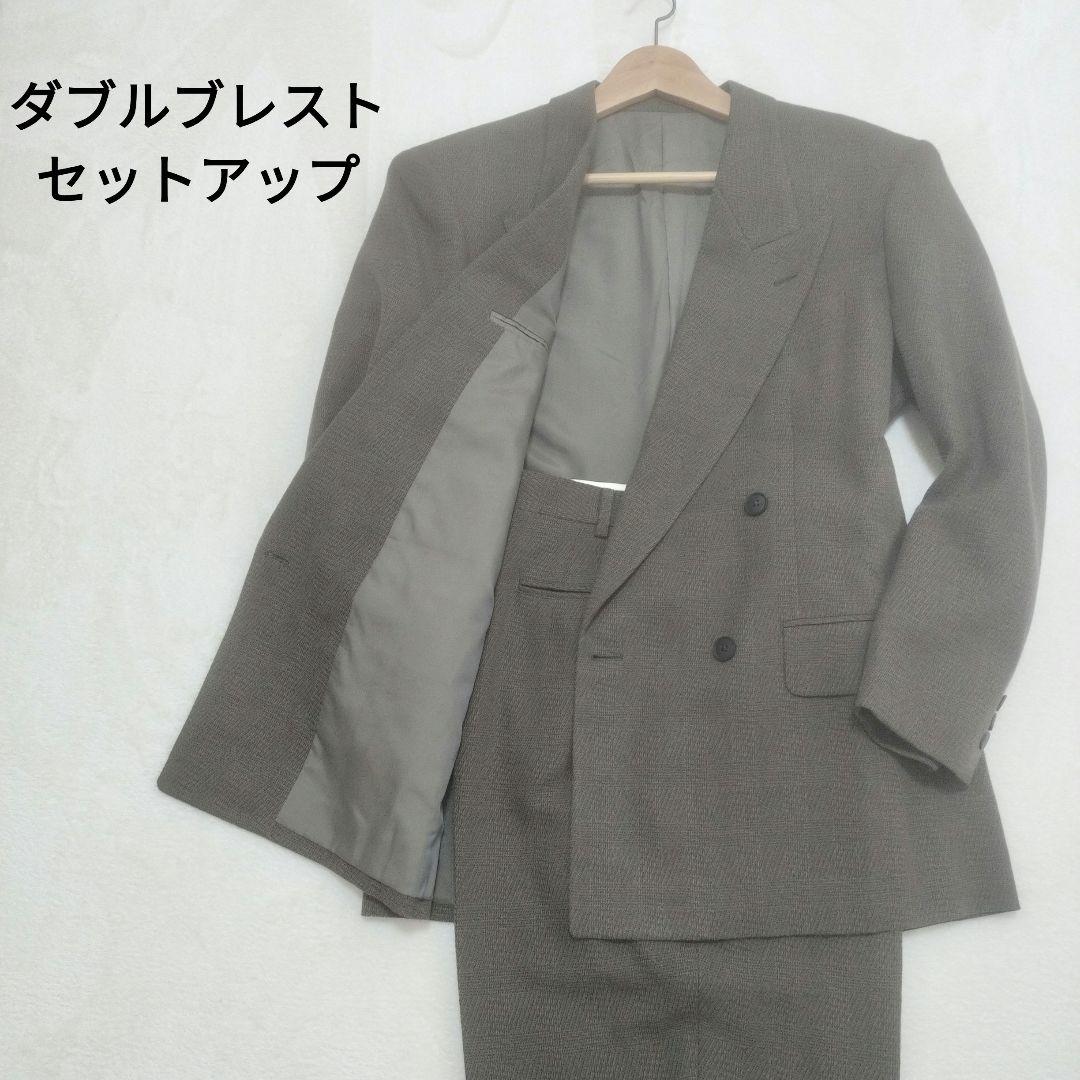 Double breasted setup vintage brown khaki check Masaki Suda