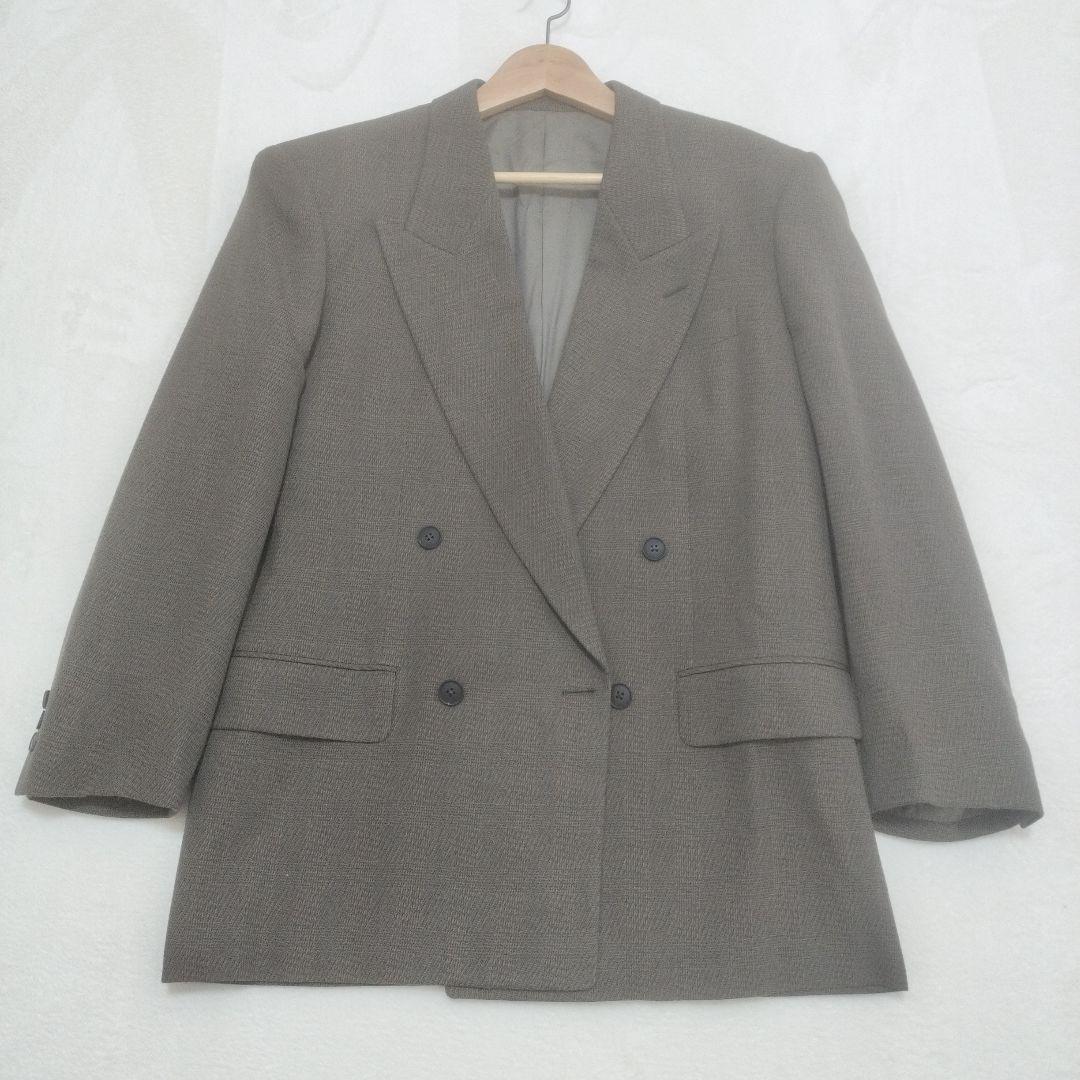 Double breasted setup vintage brown khaki check Masaki Suda