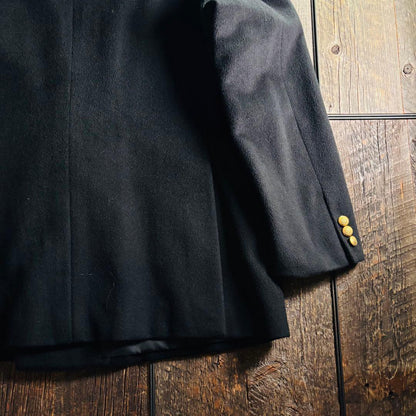 Vintage cashmere blend gold button blazer double black jacket XL
